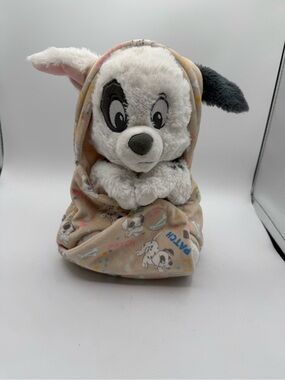 Disney Babies 101 Dalmatians Patch 10" Plush Soft Puppy Dog in Swaddle Blanket